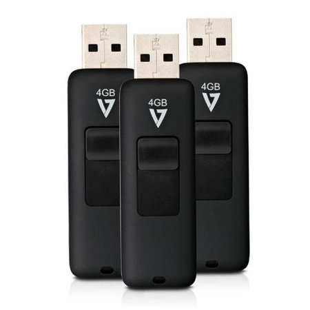 V7 MEMORY V7 Memory VF24GAR-3PK-3N 4GB - USB 2.0 Flash Drive; Black VF24GAR-3PK-3N